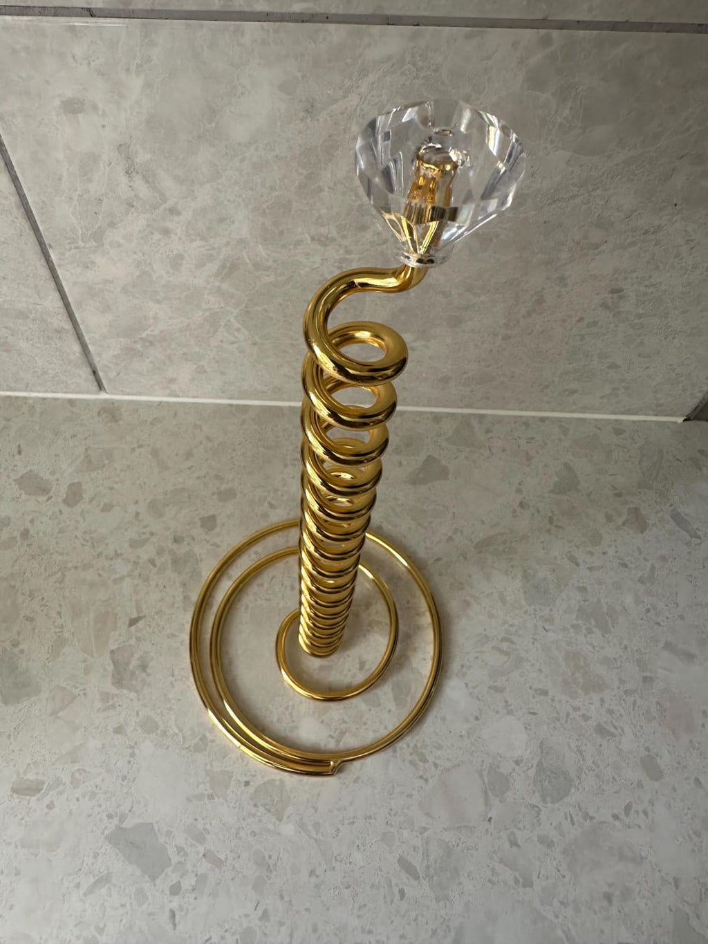 Stainless Steel Spiral Kitchen Roll & Tissue Holder with Crystal Diamond Top – Gold & Black