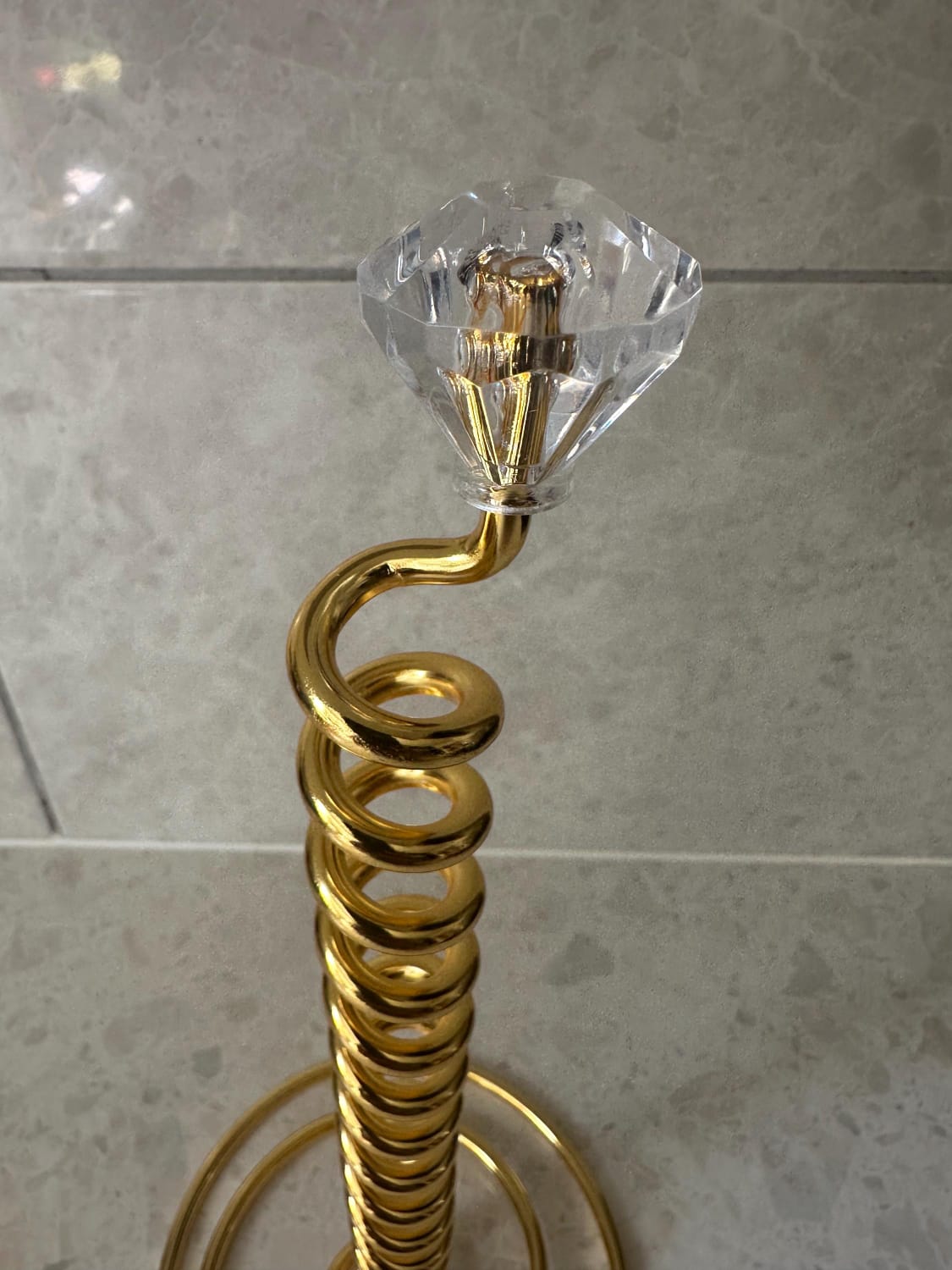 Stainless Steel Spiral Kitchen Roll & Tissue Holder with Crystal Diamond Top – Gold & Black