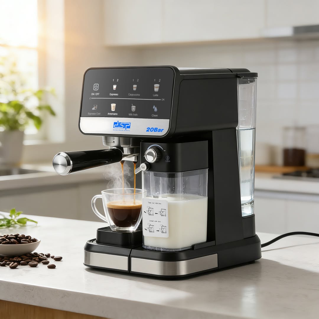 DSP 2-in-1 Espresso Coffee Maker 20 Bar 1350W | Touch Screen | Auto Milk Frother | KA3141