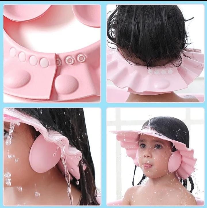 Cute Cartoon Adjustable Baby Shower Hat | Waterproof Shampoo Cap with Ear Protection