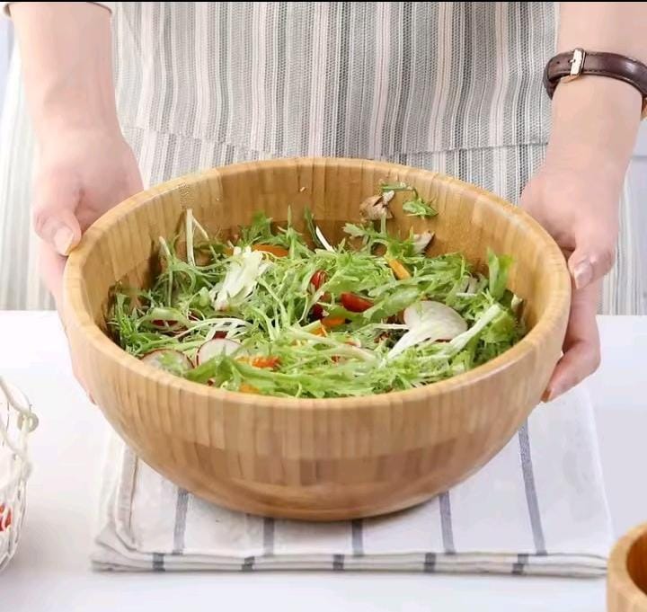 Large Wooden Salad Bowl & Dough Basin | 4L Multi-Purpose Mixing Bowl