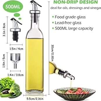 High Quality 2-in-1 Glass Oil & Vinegar Dispenser – Pack of 2 | 500ml Each | Non-Drip Pourer