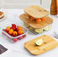 Glass Food Storage Containers Set of 3 with Bamboo Lid | 410ml, 680ml & 1040ml