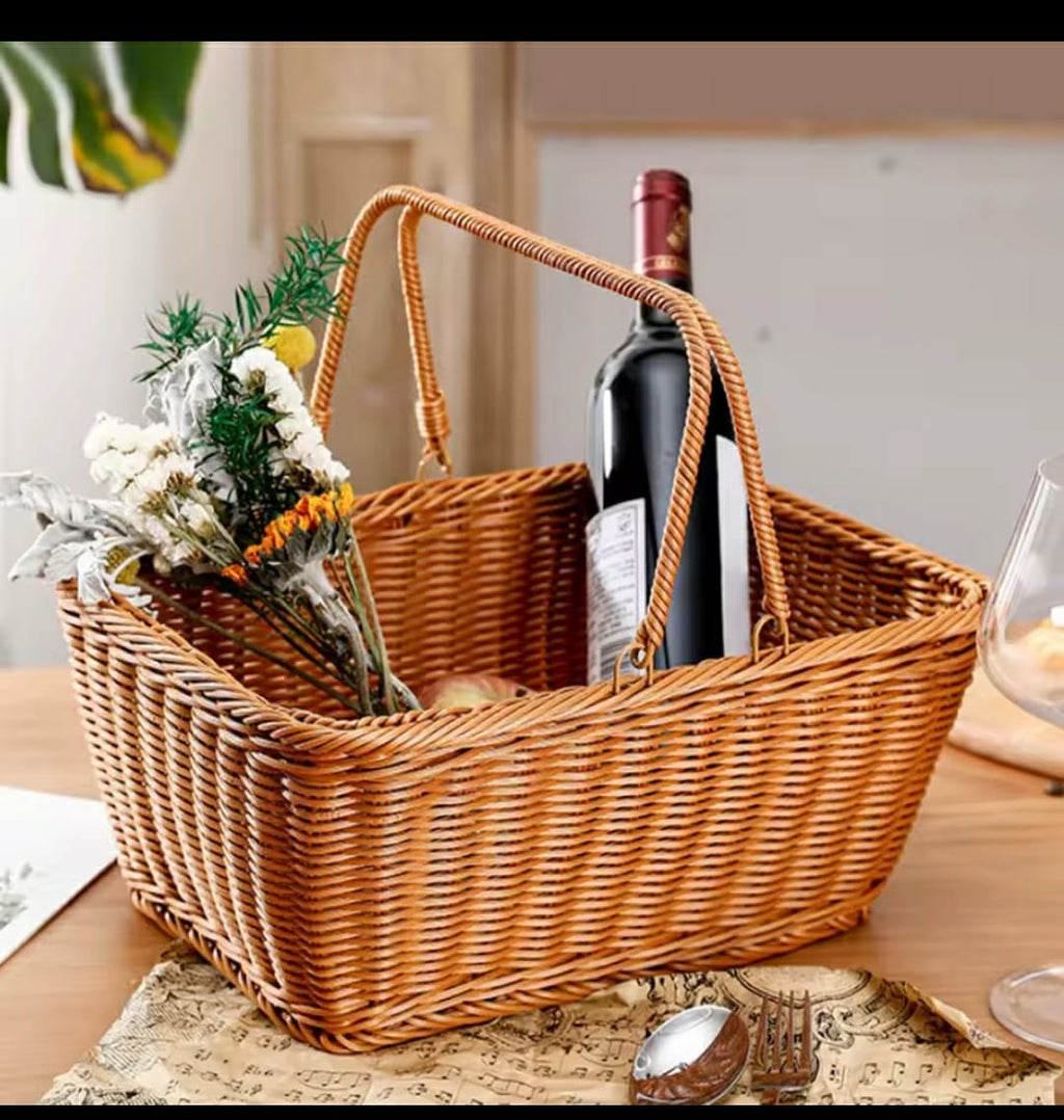 Wicker Picnic & Shopping Basket with Handle