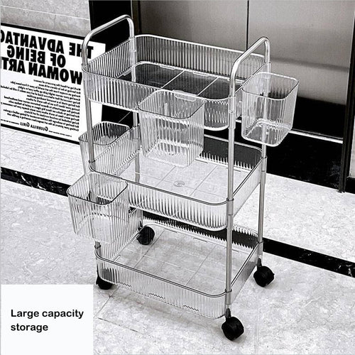 3-Layer Acrylic Trolley Rack with Wheels – 33×21×66cm