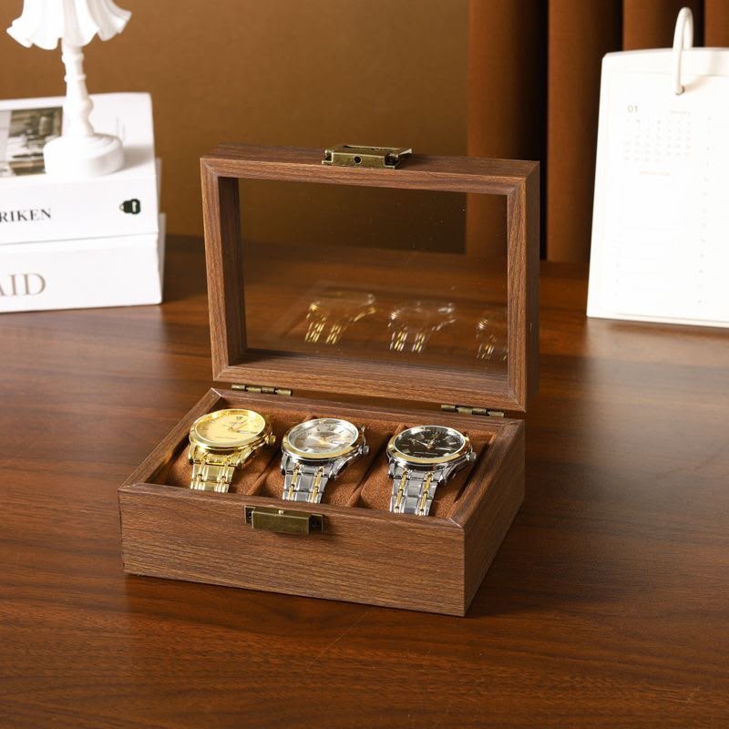 3-Slot Premium Watch Organiser & Storage Box – Brown