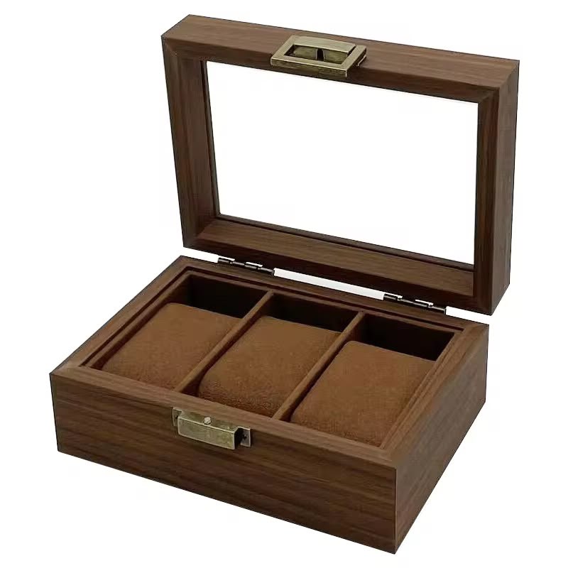 3-Slot Premium Watch Organiser & Storage Box – Brown
