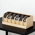 6-Slot Premium Bamboo Belt Organiser – Black & Brown