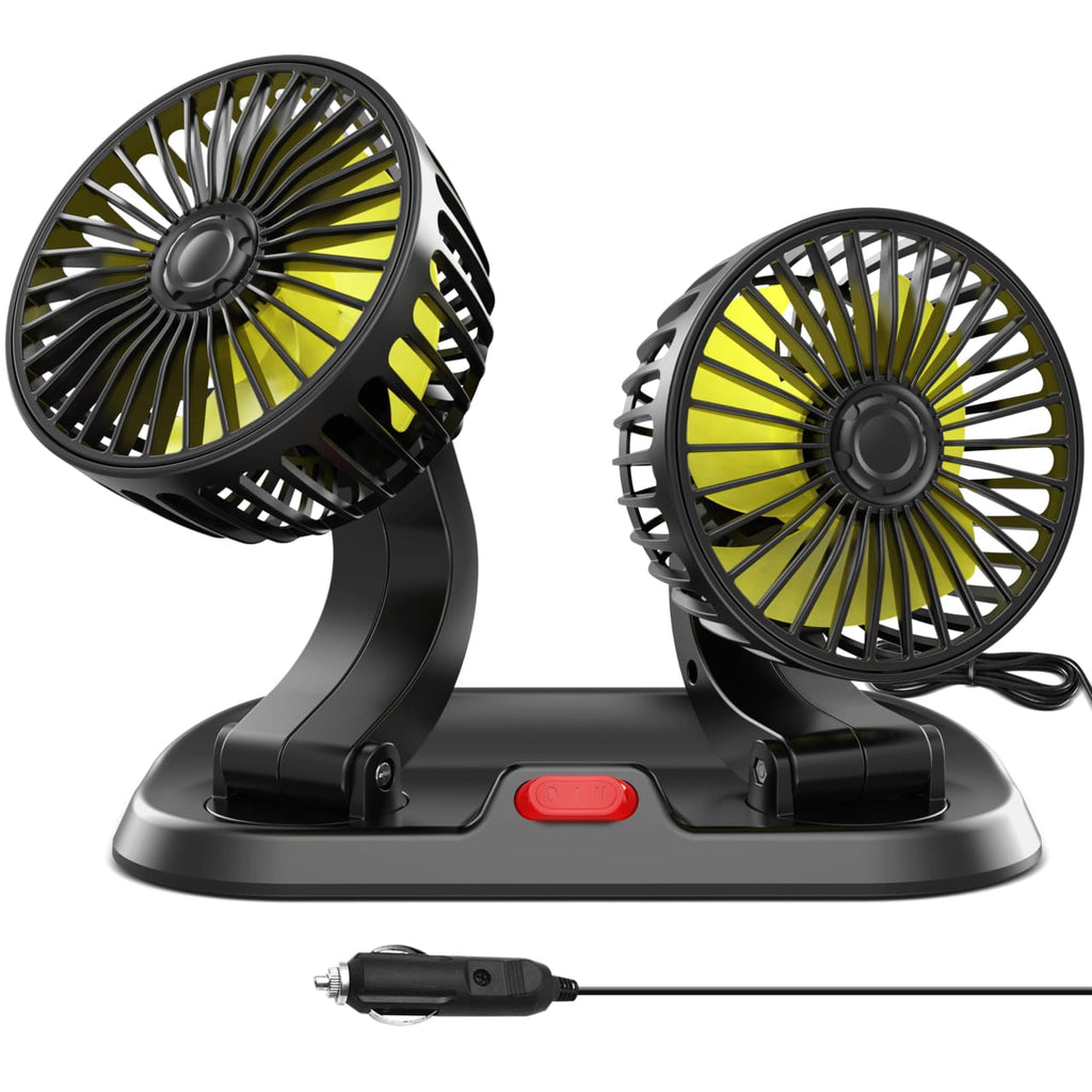 2-Speed Double Head Car Dashboard Fan – 12V Cigarette Lighter Powered