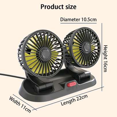 2-Speed Double Head Car Dashboard Fan – 12V Cigarette Lighter Powered