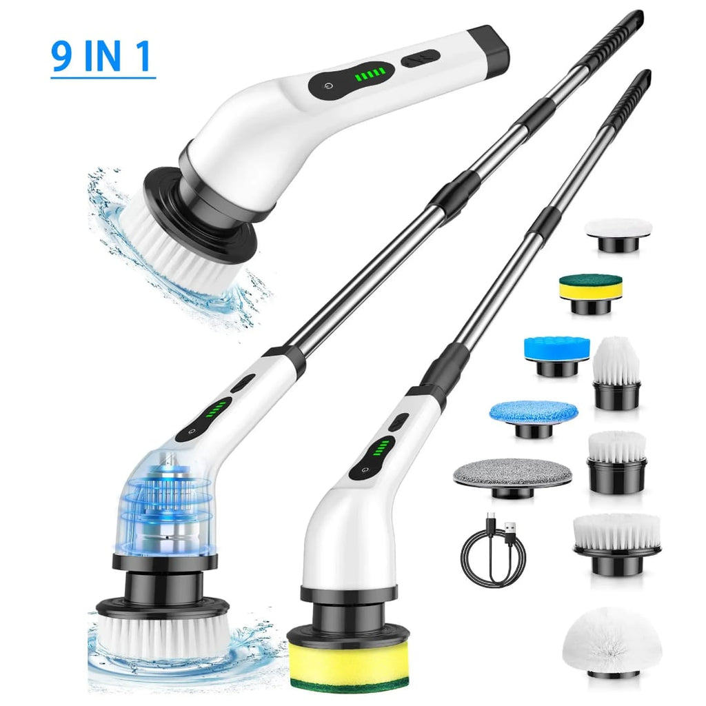 9-in-1 Cordless Electric Cleaning Brush with Extendable Handle – 25W