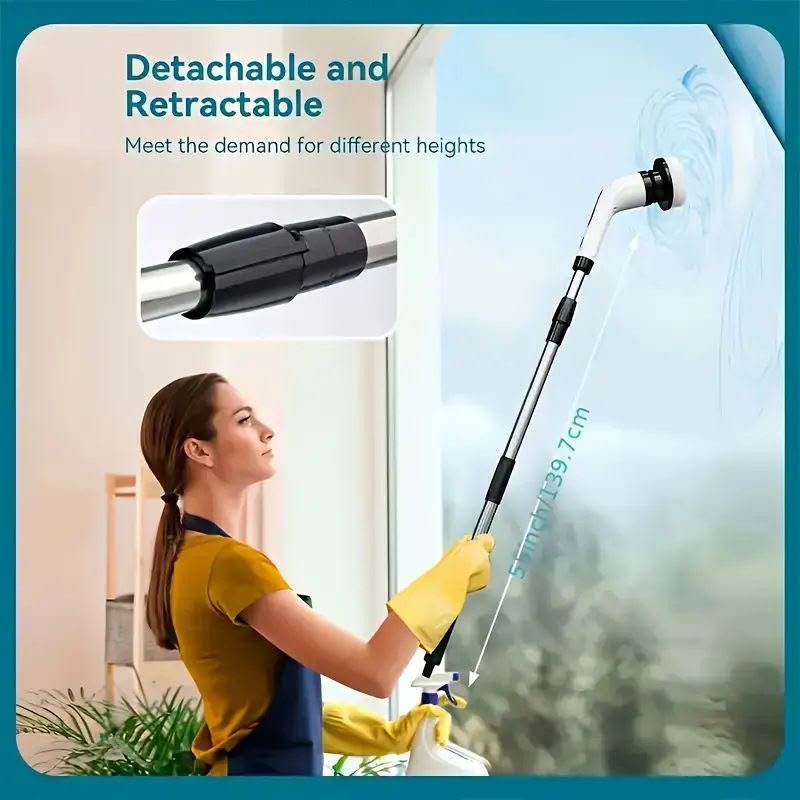 9-in-1 Cordless Electric Cleaning Brush with Extendable Handle – 25W
