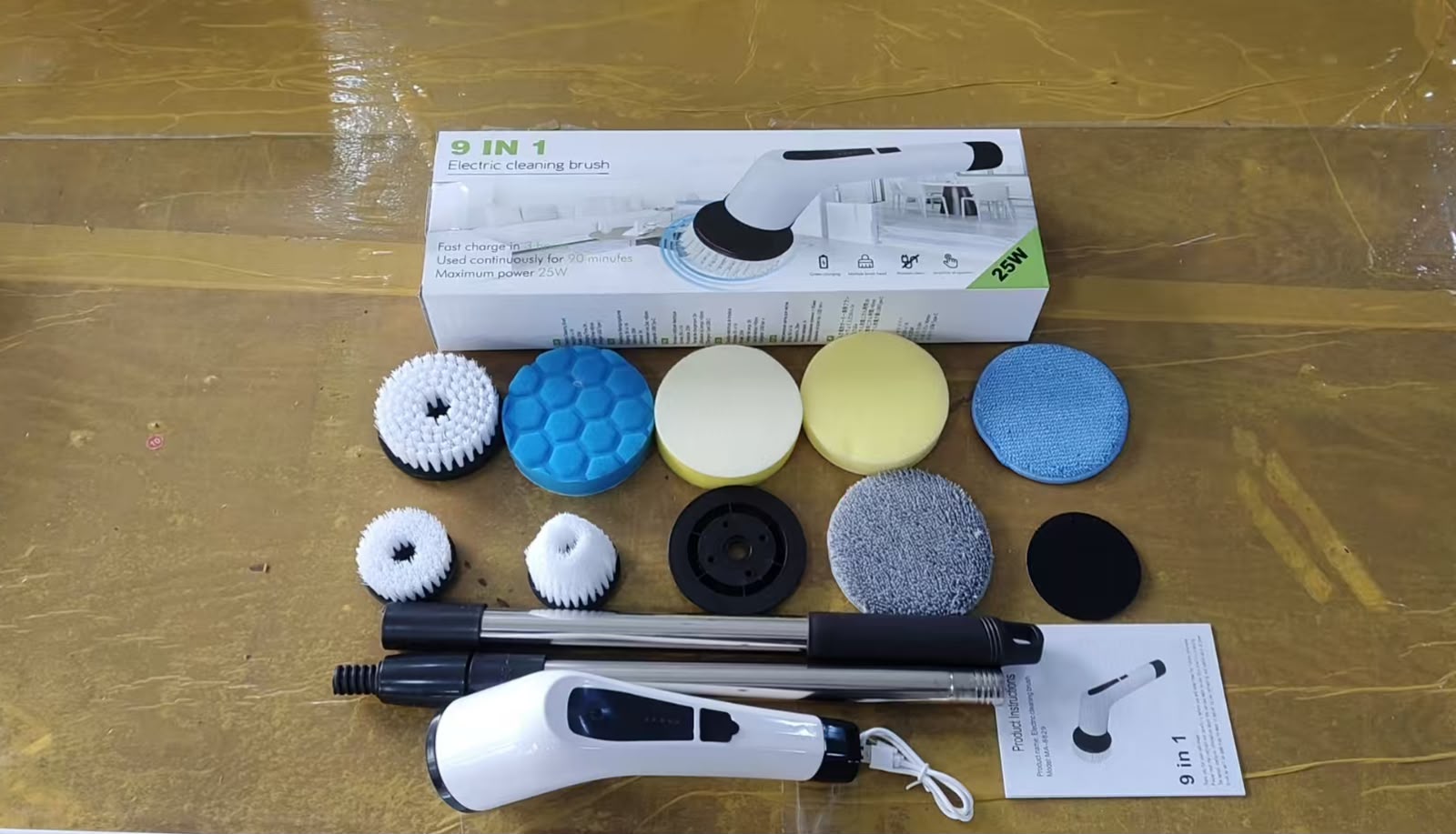 9-in-1 Cordless Electric Cleaning Brush with Extendable Handle – 25W