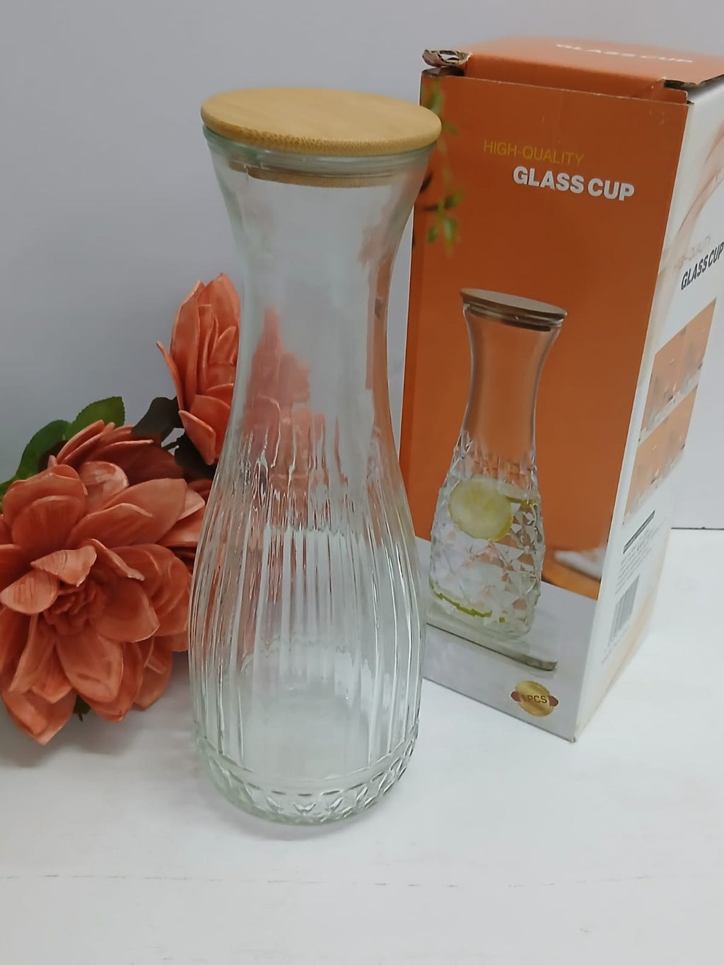 1L Glass Juice Carafe with Bamboo Lid
