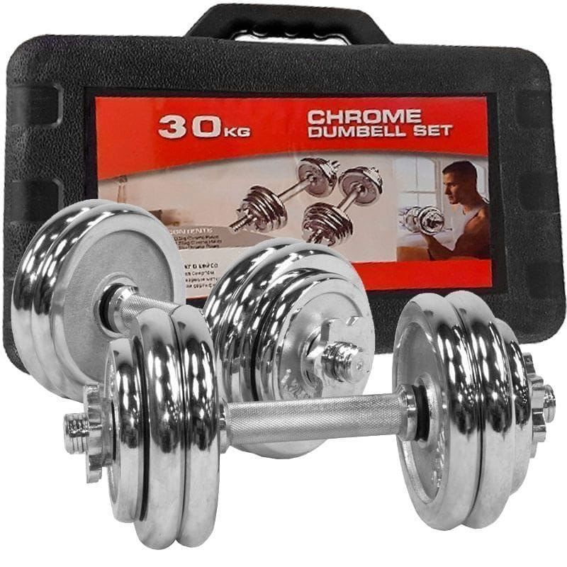 Chrome Dumbbell Set – 10kg & 30kg (Adjustable)