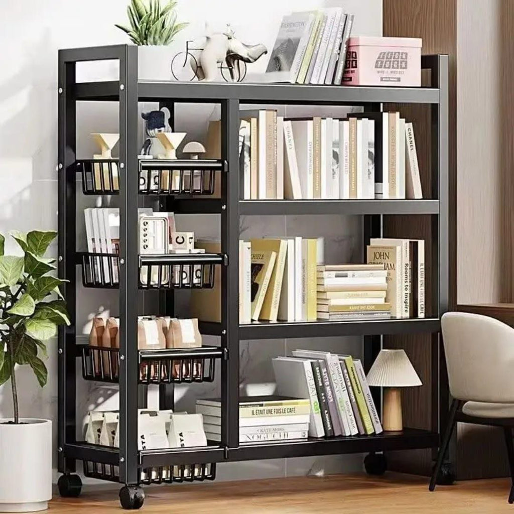 Multifunctional Strong Metallic Kitchen Rack with Movable & Lockable Wheels