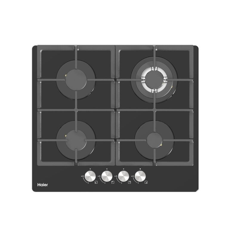Haier 4-Burner Built-In Gas Hob HOB-S460FBT – Premium Black Tempered Glass