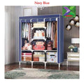 Metallic Portable Wardrobe with Cover – Grey & Brown