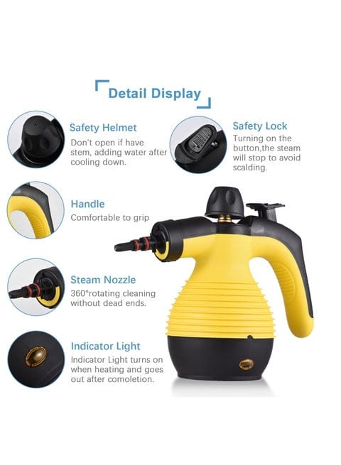 9-in-1 All Purpose Electric Handheld Steam Cleaner – Yellow