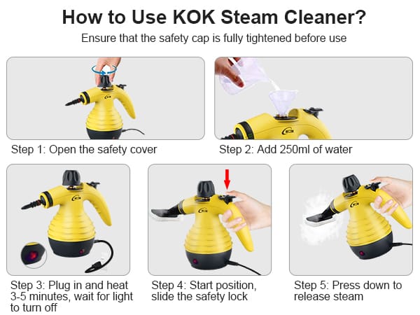 9-in-1 All Purpose Electric Handheld Steam Cleaner – Yellow