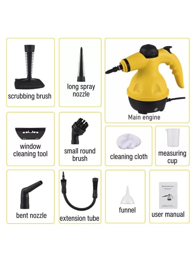 9-in-1 All Purpose Electric Handheld Steam Cleaner – Yellow