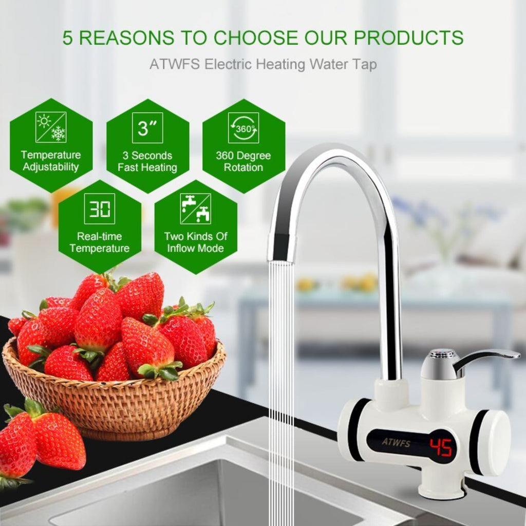 3000W Electric Instant Hot Water Faucet with LED Temperature Display
