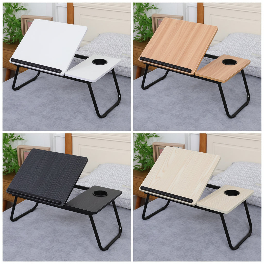 Adjustable Tilting Laptop Folding Table Stand with Cup Holder