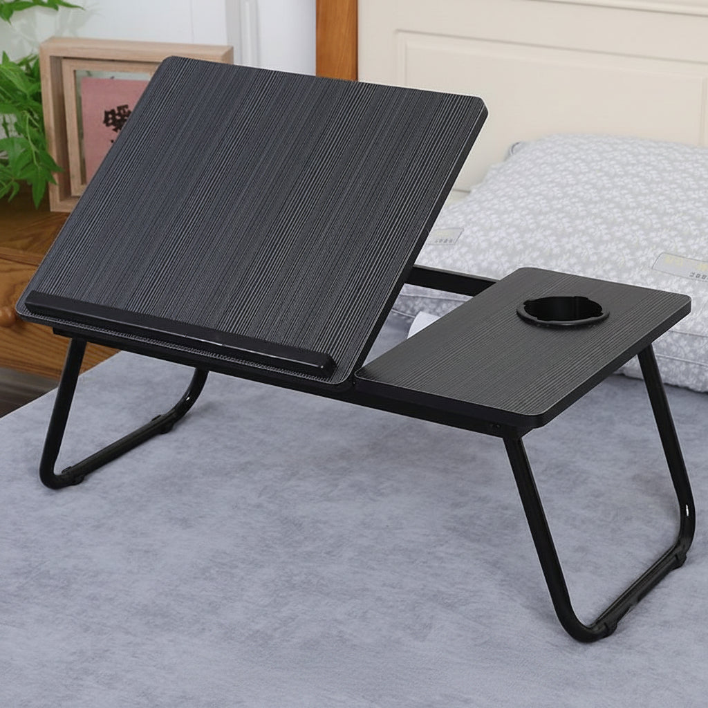 Adjustable Tilting Laptop Folding Table Stand with Cup Holder