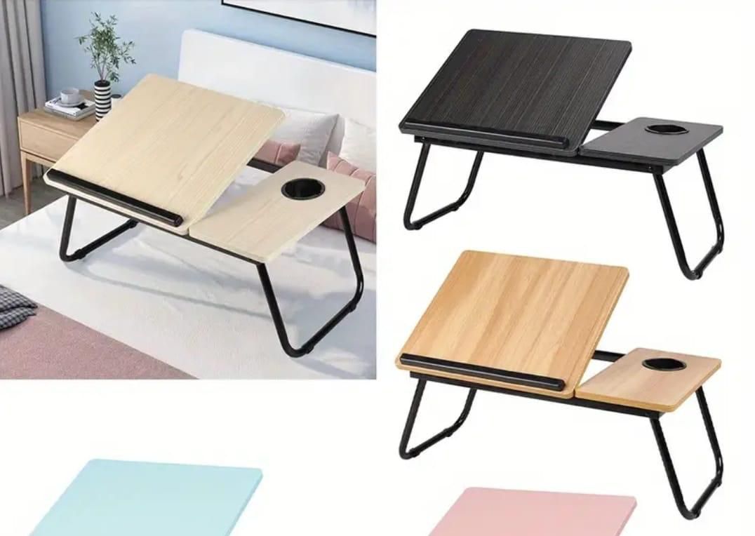 Adjustable Tilting Laptop Folding Table Stand with Cup Holder