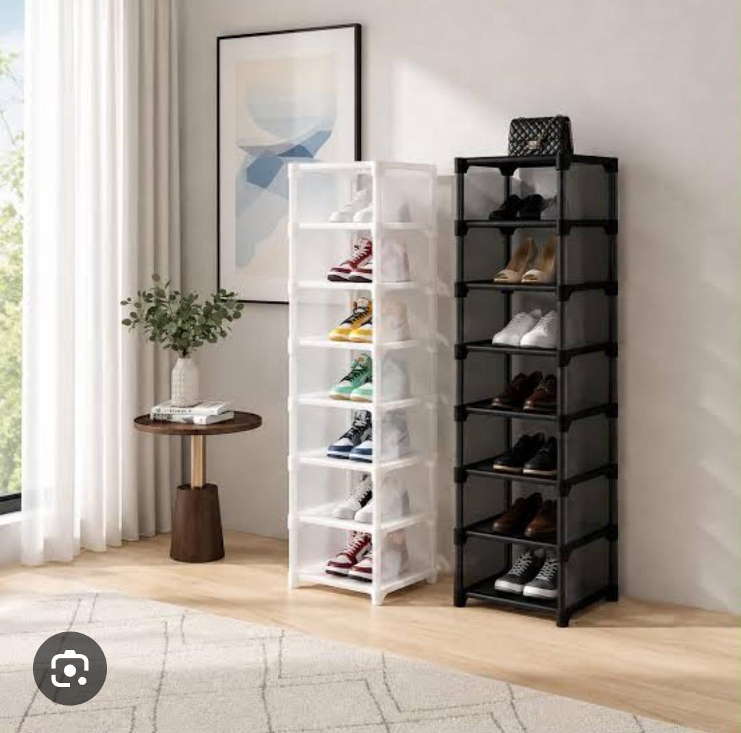 7 Layer Simple Membrane Shoe Cabinet YK004 – Black / White