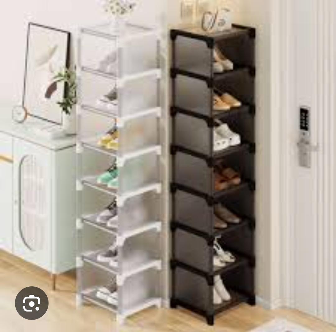 7 Layer Simple Membrane Shoe Cabinet YK004 – Black / White