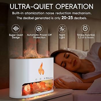10W Salt Stone Fireplace Aroma Diffuser & Humidifier | 250ml | 7-Colour Flame | Ultra-Quiet | Night Light