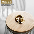 Ribbed Glass Storage Jar with Bamboo Lid & Golden Pull Ring | 3 Sizes