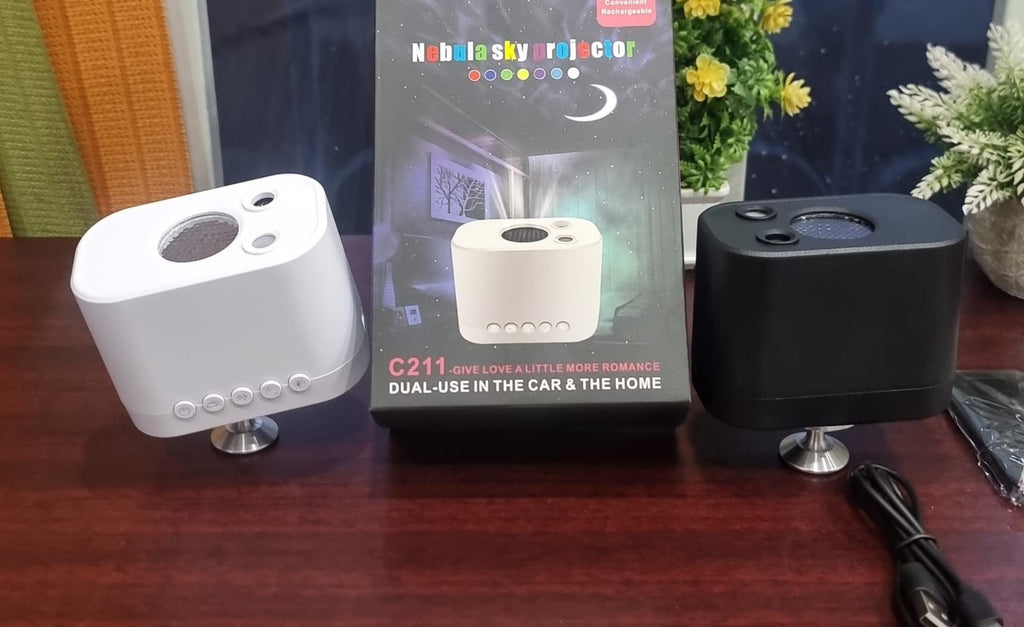 C211 Nebula Sky Light Projector | Galaxy Star & Moon | Dual-Use Car & Home | Black & White
