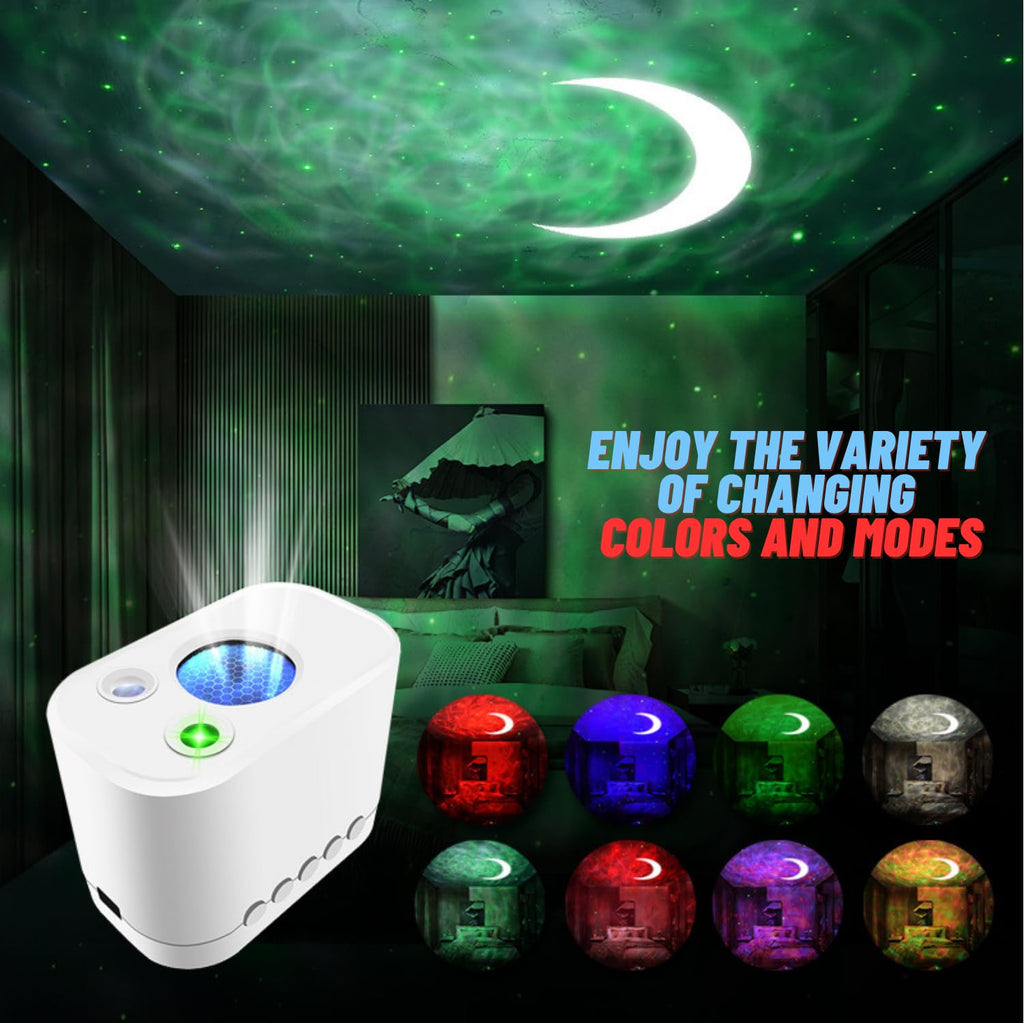 C211 Nebula Sky Light Projector | Galaxy Star & Moon | Dual-Use Car & Home | Black & White