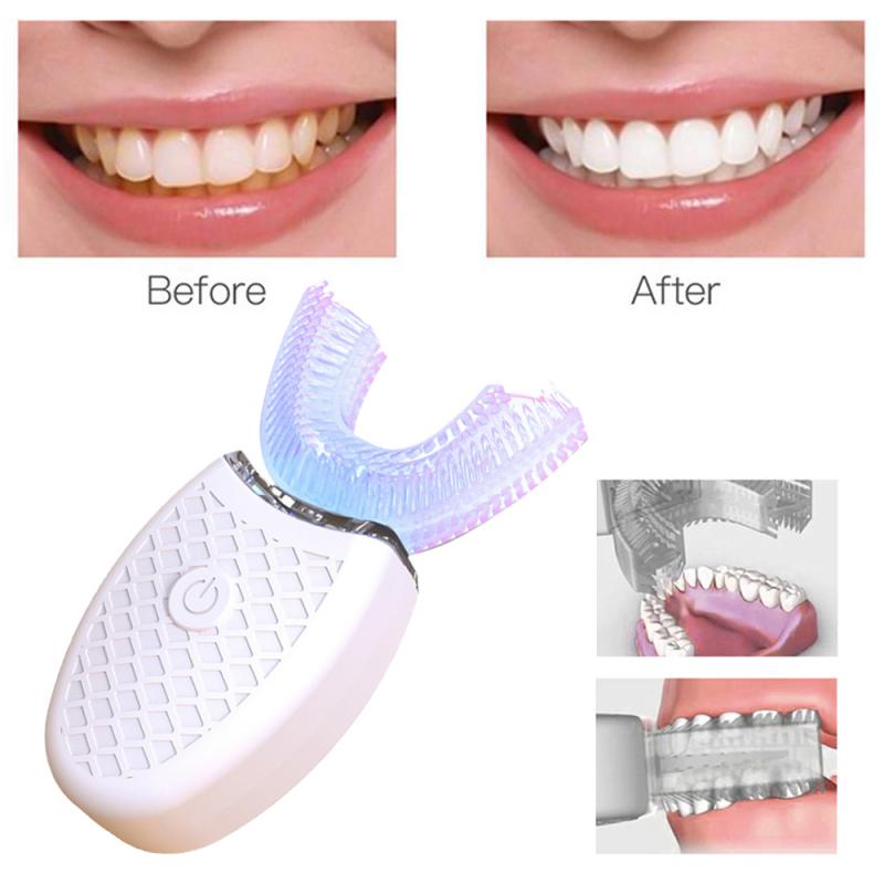 360° Intelligent Rechargeable Electric Toothbrush with Cold Light Whitening | 45s Auto-Timer | 3 Colours