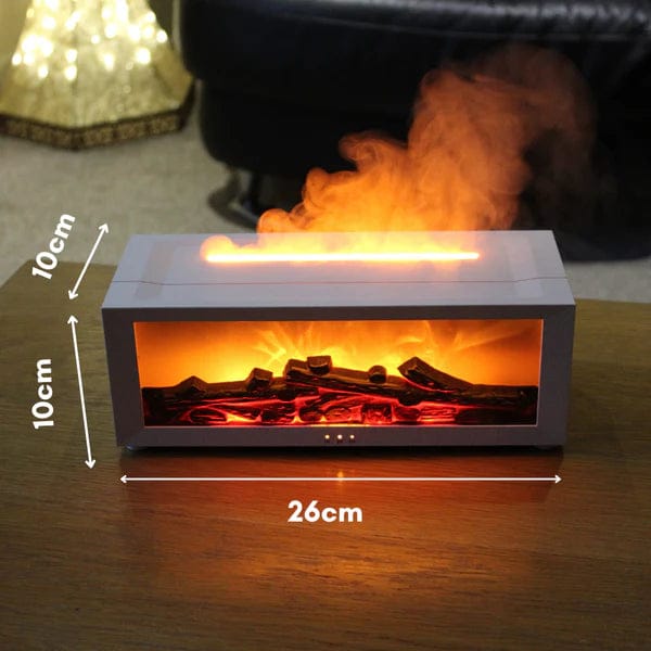 Flame Fireplace Aroma Diffuser & Humidifier | 26×10×10cm | Remote Control | 3 Timer Settings