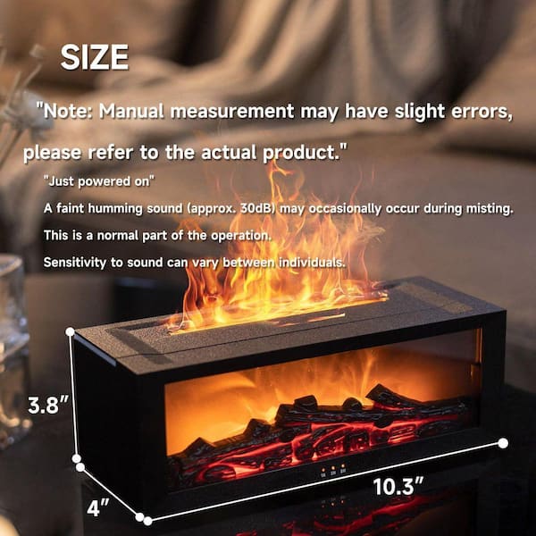 Flame Fireplace Aroma Diffuser & Humidifier | 26×10×10cm | Remote Control | 3 Timer Settings