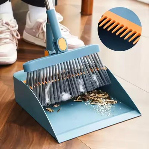 3-in-1 Foldable Broom & Dustpan Set with Hair Comb Filter | Long Handle | 91cm
