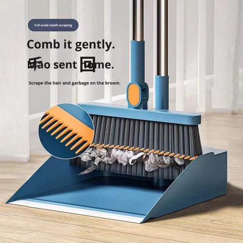 3-in-1 Foldable Broom & Dustpan Set with Hair Comb Filter | Long Handle | 91cm