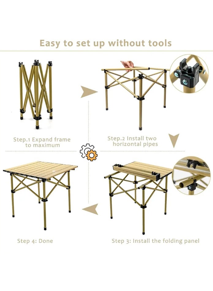 Foldable Metallic Roll-Up Camping & Picnic Table | 53×50×50cm | 2 Colours