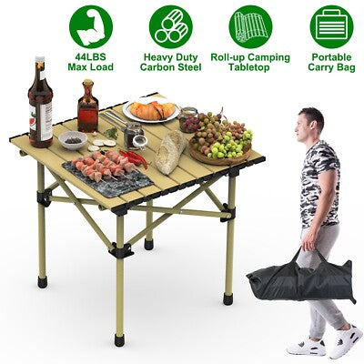 Foldable Metallic Roll-Up Camping & Picnic Table | 53×50×50cm | 2 Colours