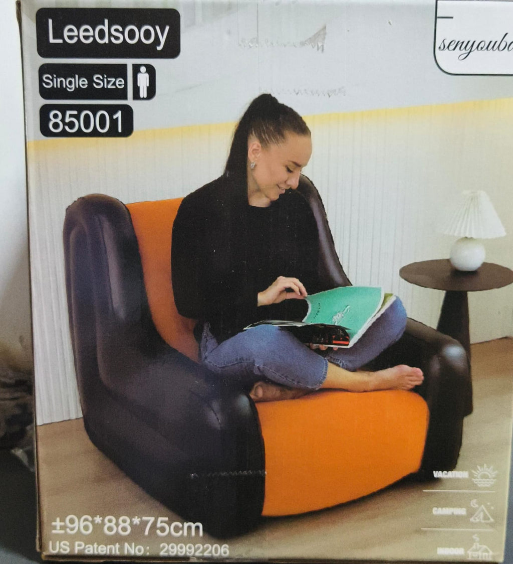 Single Size Inflatable Sofa Armchair with Manual Pump | 96×88×75cm | 2 Colours