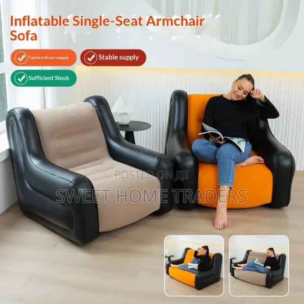 Single Size Inflatable Sofa Armchair with Manual Pump | 96×88×75cm | 2 Colours
