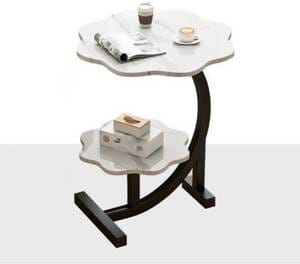 2-Tier Wavy Top Side Table with Metallic Crescent Frame