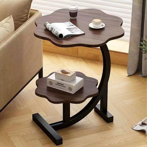 2-Tier Wavy Top Side Table with Metallic Crescent Frame