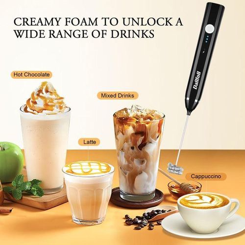 2-in-1 Rechargeable Coffee Milk Frother – Electric Whisk with 3 Speeds