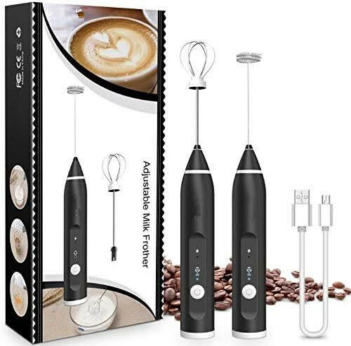 2-in-1 Rechargeable Coffee Milk Frother – Electric Whisk with 3 Speeds