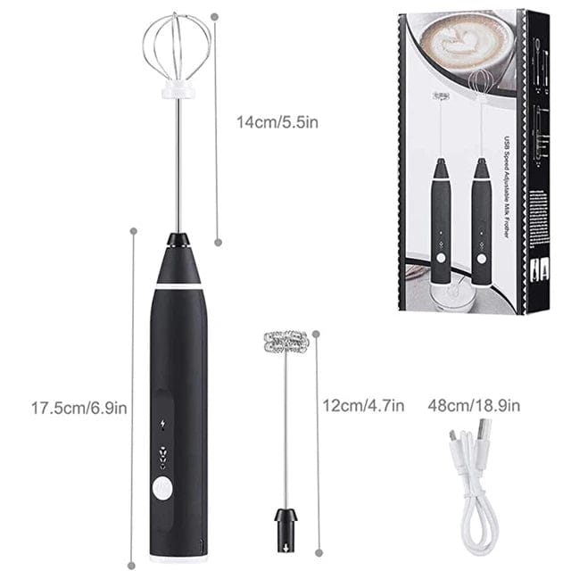 2-in-1 Rechargeable Coffee Milk Frother – Electric Whisk with 3 Speeds