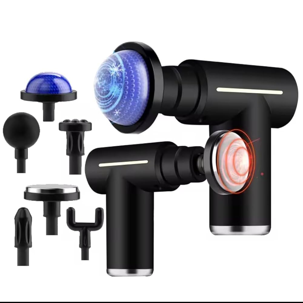 Hot & Cold Compress Massage Gun – 6 Speed, 6 Heads, Matt Finish